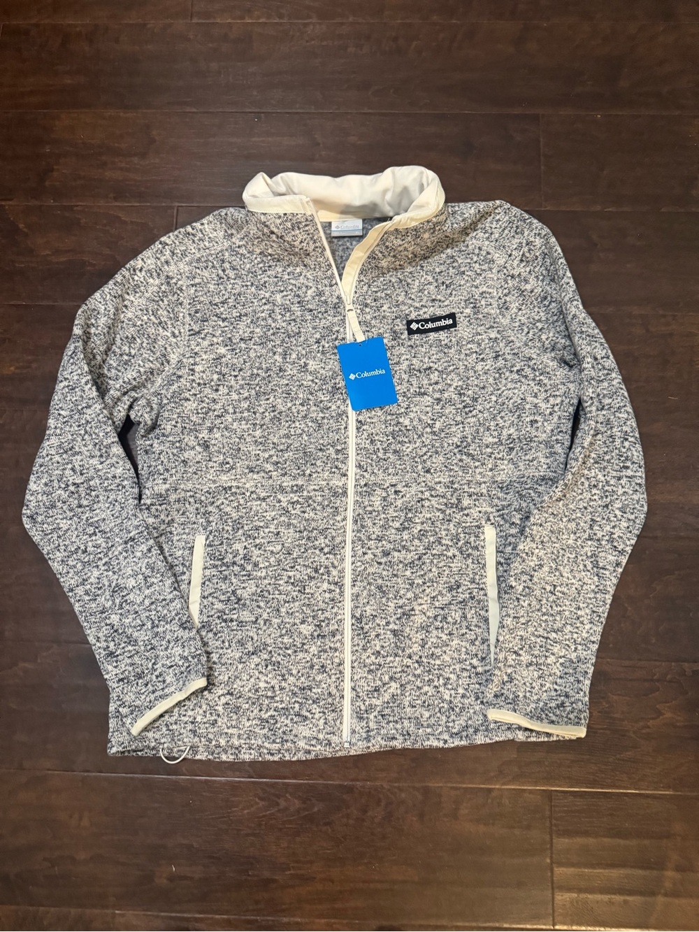 Columbia Heathered Gray and Cream Full-Zip Sweater Fleece